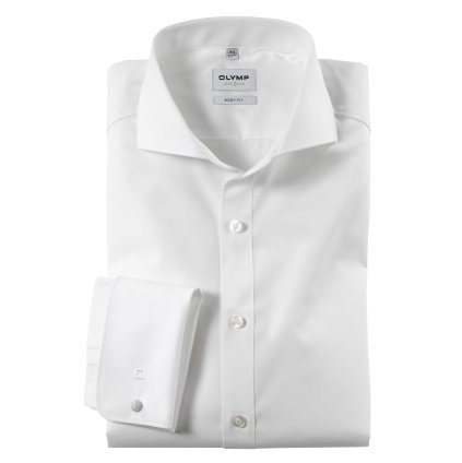 Pánska smotanová spoločenská košeľa Soirée s manžetou OLYMP body fit (Veľkosť 39 (M))