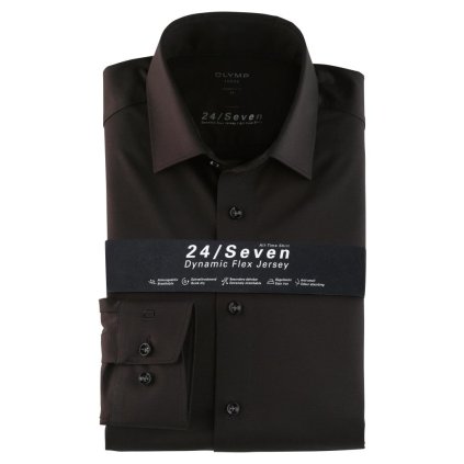 Pánska čierna funkčná bavlnená košeľa 24/Seven Luxor OLYMP, modern fit (Veľkosť 40 (M))