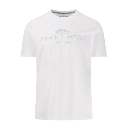 Pánske biele bavlnené tričko s logom FYNCH-HATTON (Veľkosť L)