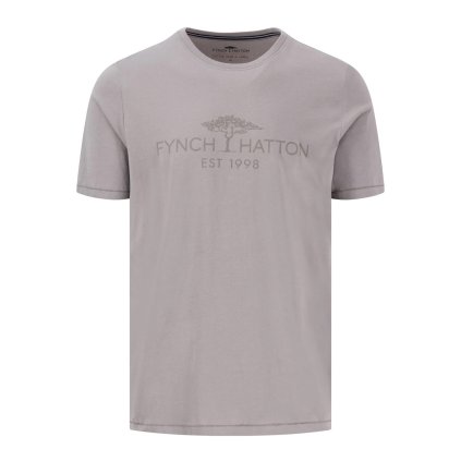Pánske sivé bavlnené tričko s logom FYNCH-HATTON (Veľkosť L)