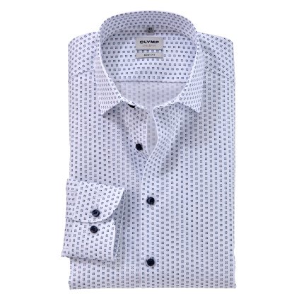 Pánska biela košeľa so vzorom OLYMP body fit predĺžený rukáv (Veľkosť 39 (M))