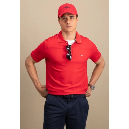 Pánska červená premium cotton polokošeľa s detailom na límci FYNCH-HATTON (Veľkosť L)