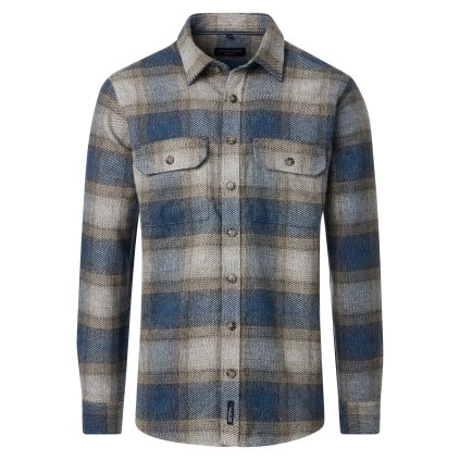 Pánska modrá károvaná overshirt košeľa CASA MODA casual fit (Veľkosť L)