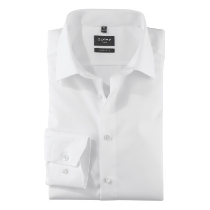 Pánska biela bavlnená košeľa Luxor OLYMP modern fit (Veľkosť 40 (M))