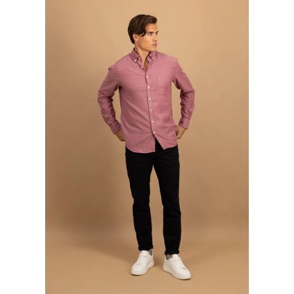 Pánska bordová flanelová košeľa FYNCH-HATTON (Veľkosť L)