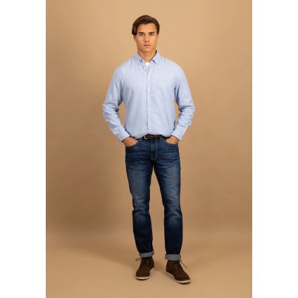 Pánska belasá flanelová košeľa FYNCH-HATTON (Veľkosť 3XL)