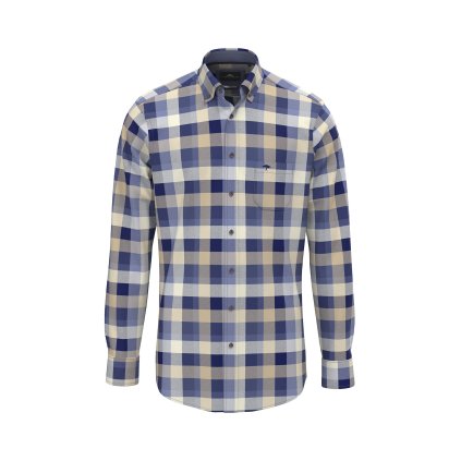 Pánska modrá flanelová károvaná košeľa FYNCH - HATTON (Veľkosť L)