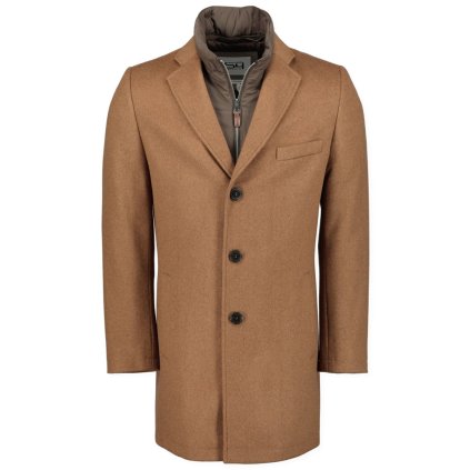 Pánsky hnedý (camel) vlnený kabát S4 (Veľkosť 48)