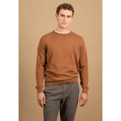 Pánsky karamelový bavlnený 3 Ply Cotton pulóver FYNCH-HATTON (Veľkosť L)