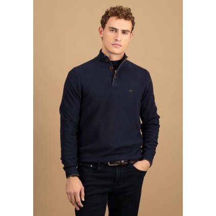 Pánsky modrý bavlnený troyer na gombíky FYNCH-HATTON (Veľkosť L)