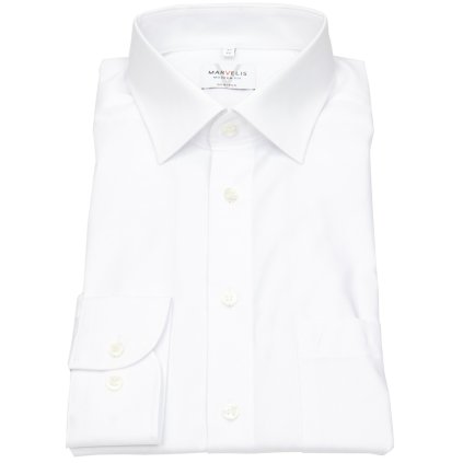 Pánska biela bavlnená NON-IRON košeľa MARVELIS modern fit (Veľkosť 40 (M))