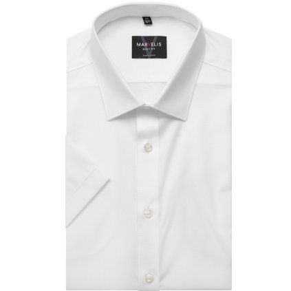 Pánska biela bavlnená košeľa s krátkym rukávom MARVELIS body fit (Veľkosť 38 (S))