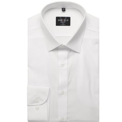 Pánska biela bavlnená košeľa MARVELIS body fit (Veľkosť 38 (S))