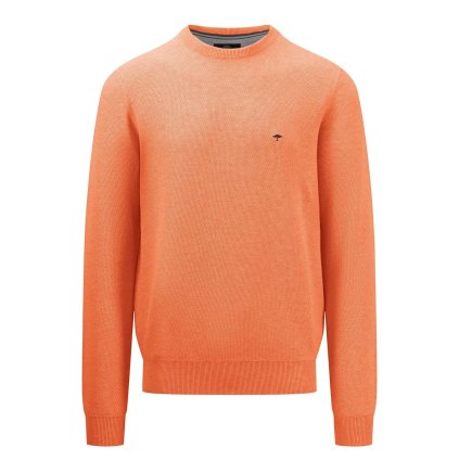 Pánsky oranžový bavlnený pulóver so štruktúrou FYNCH-HATTON (Veľkosť L)