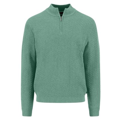 Pánsky mentolový bavlnený troyer pulóver FYNCH-HATTON (Veľkosť L)