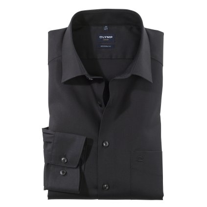 Pánska čierna košeľa Luxor OLYMP modern fit predĺžený rukáv (Veľkosť 46 (XXL))