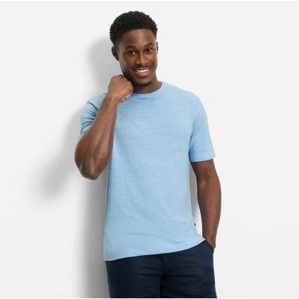 Pánske belasé ľanové tričko s elastanom OLYMP (Veľkosť L)