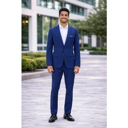 Pánsky kráľovsky modrý oblek CELIO slim fit