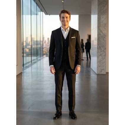 Pánsky čierny bi-stretch oblek CELIO slim fit