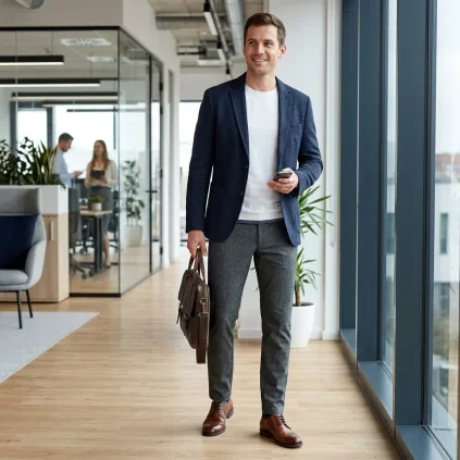Pánske sivé skrátené chino nohavice Phil BRAX cropped fit