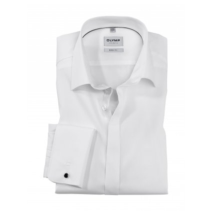 Pánska biela spoločenská košeľa s manžetou OLYMP body fit  predĺžený rukáv (Veľkosť 38 (S))