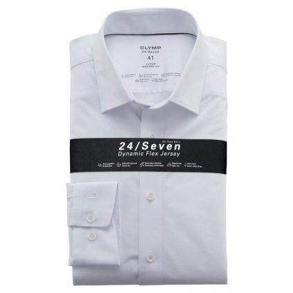 Pánska biela Flex Jersey košeľa OLYMP modern fit (Veľkosť 40 (M))