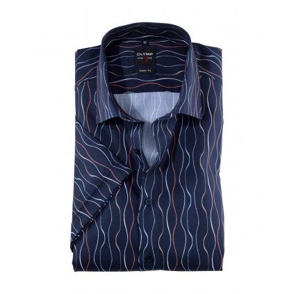 Pánska košeľa krátky rukáv OLYMP moder fit (Veľkosť 44 (XL))