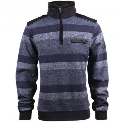 Pánsky modrý pulóver s pruhmi MONTE CARLO (Veľkosť 3XL)