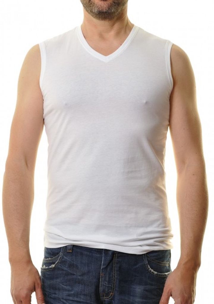 Pánske biele tielko pod košeľu s "V" výstrihom RAGMAN Body Fit (2ks) Veľkosť: S