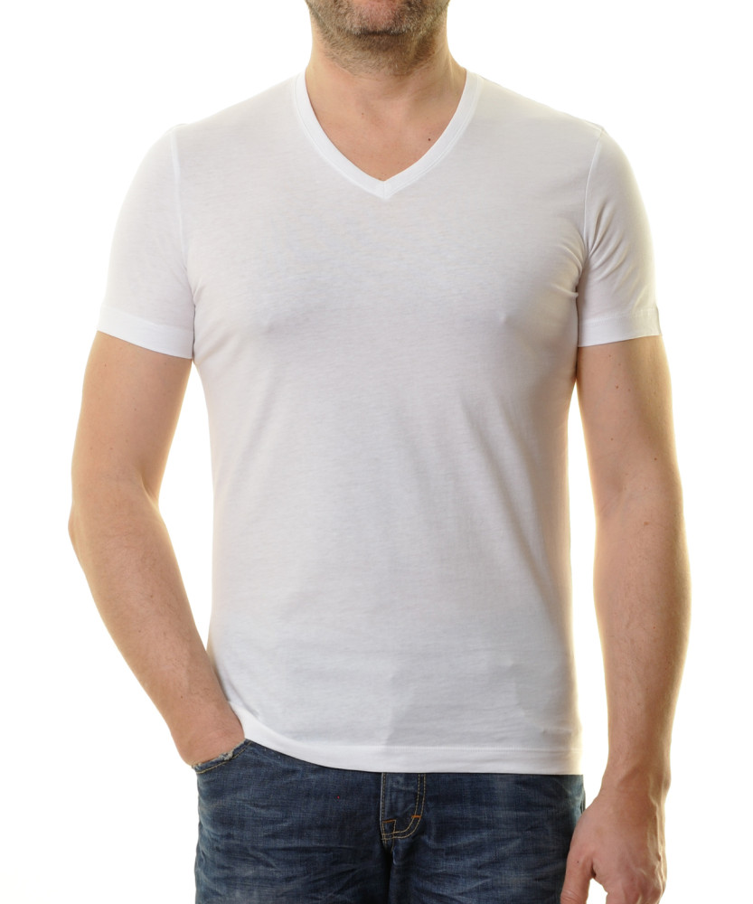 Pánske biele tričko pod košeľu V výstrih RAGMAN Body Fit (2ks) Veľkosť: S
