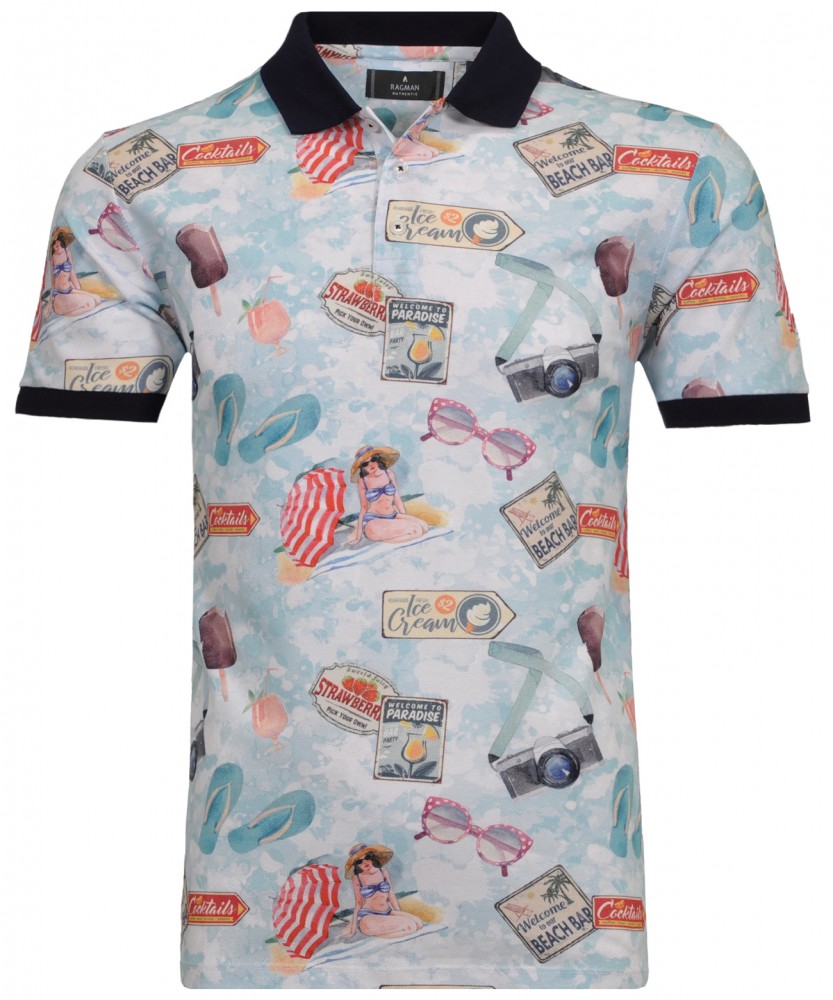 Pánska modrá retro polokošeľa RAGMAN Veľkosť: 3XL