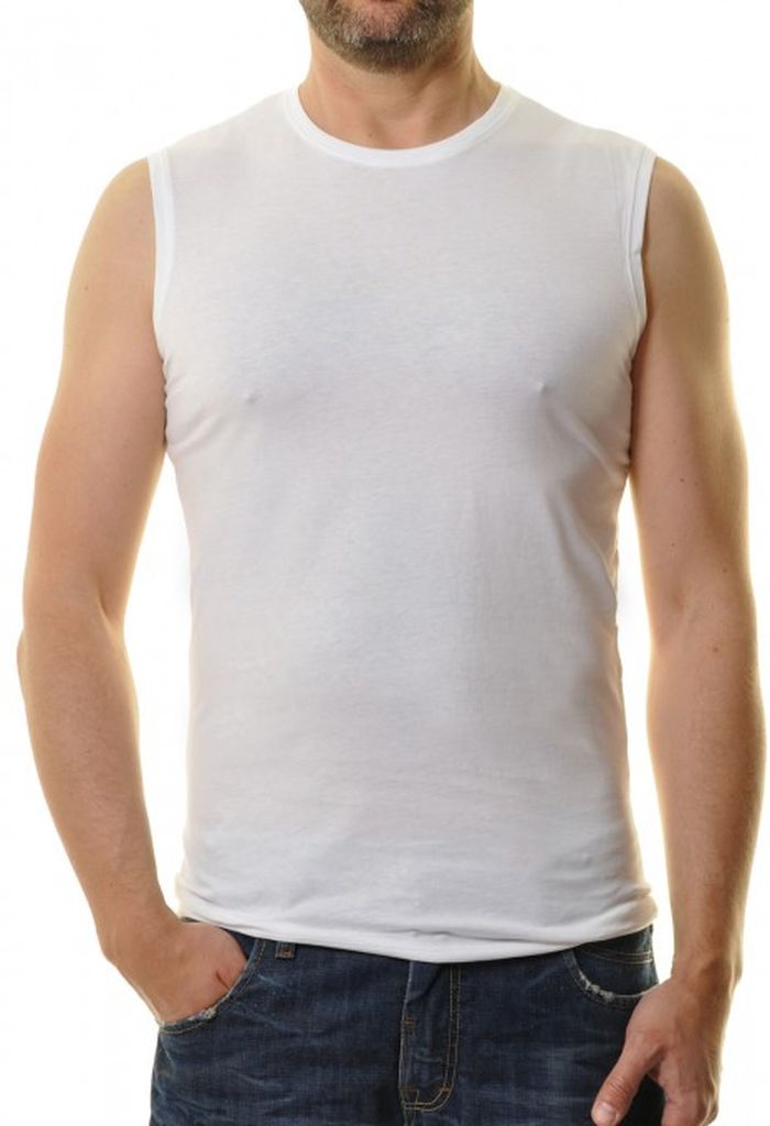Pánske biele tielko s okrúhlym výstrihom RAGMAN Body Fit (2 ks) Veľkosť: S