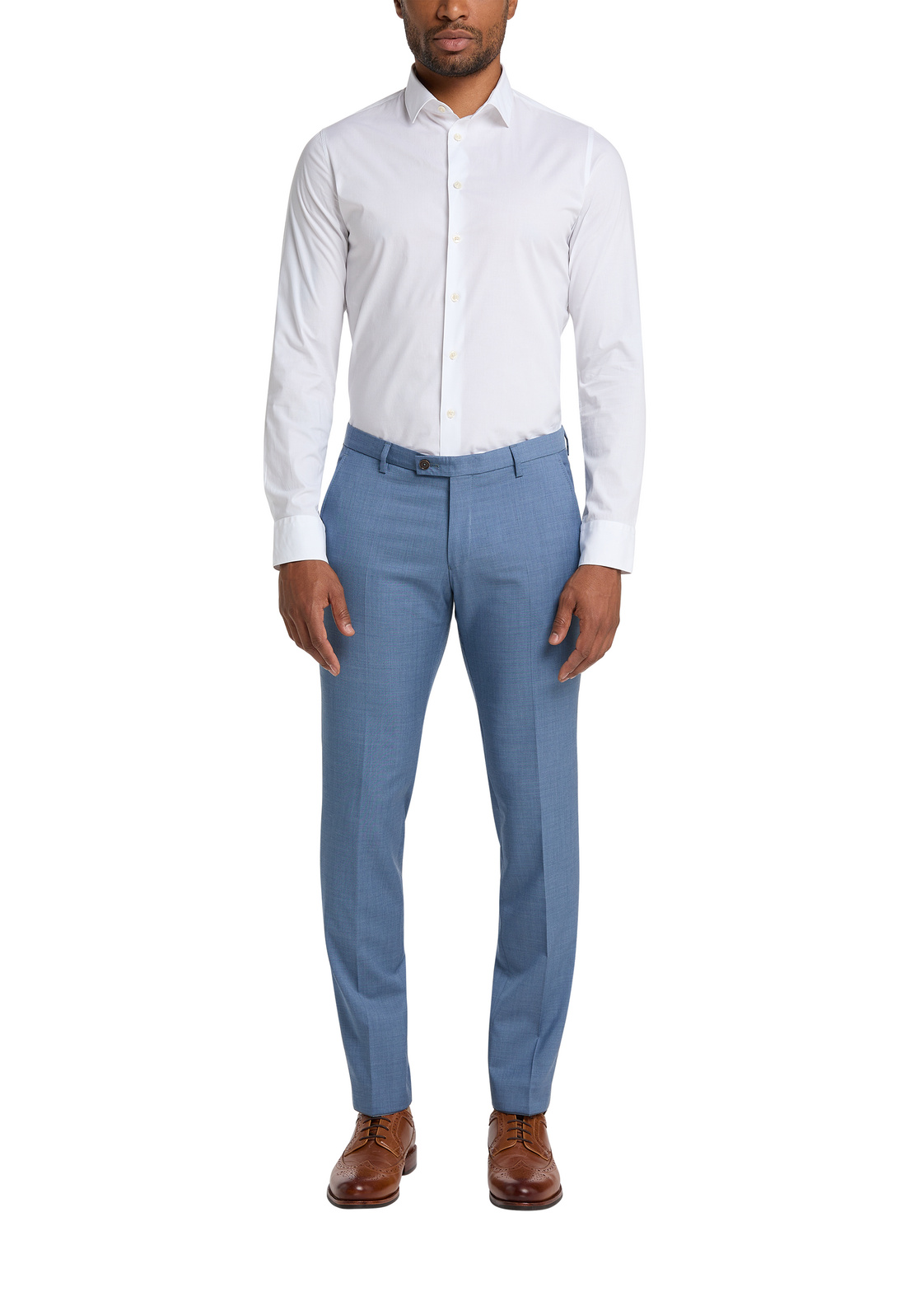 Pánske modré vlnené oblekové nohavice CLUB OF GENTS slim fit Veľkosť: 98