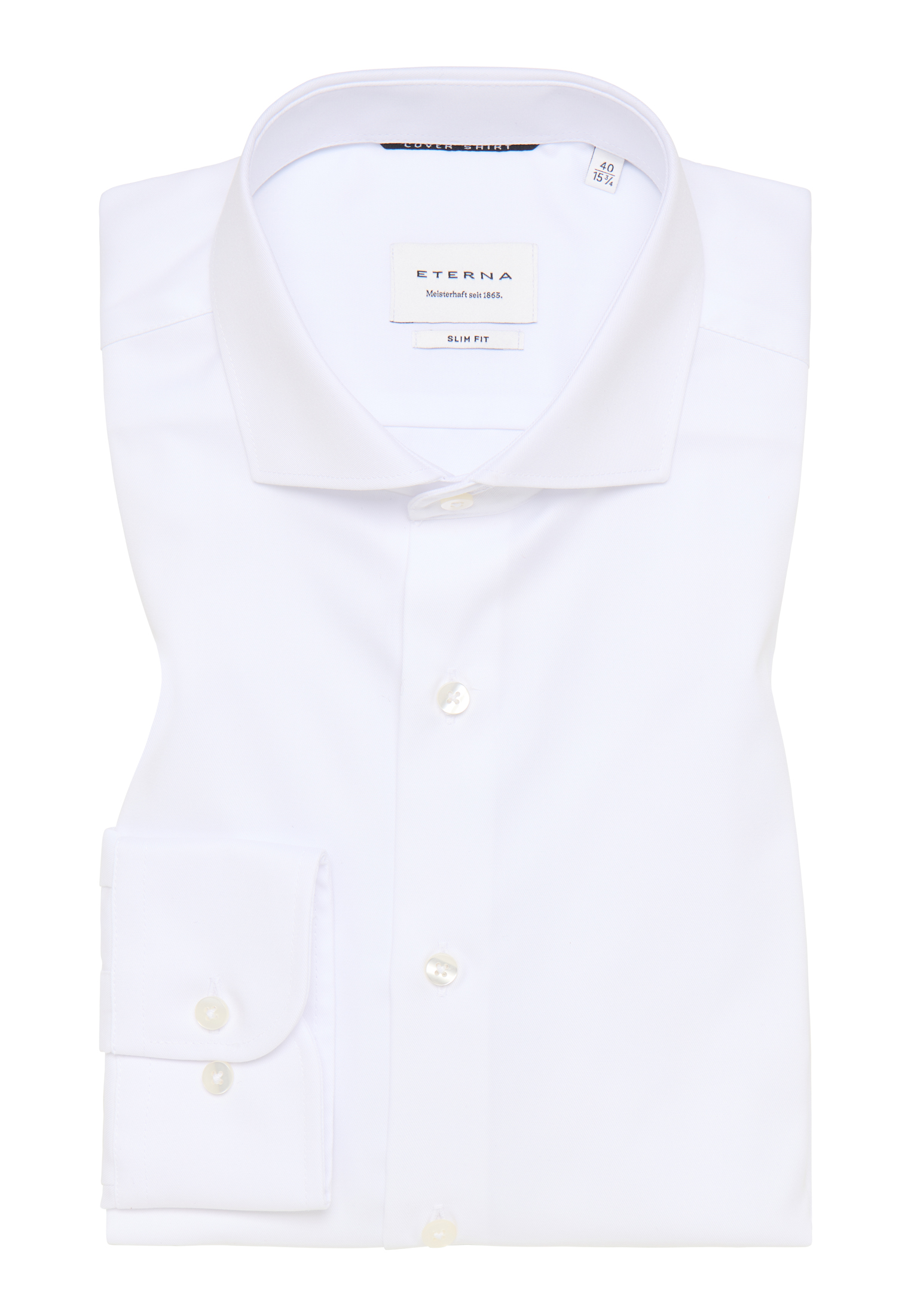 Pánska biela nepriehľadná košeľa ETERNA slim fit Veľkosť: 38