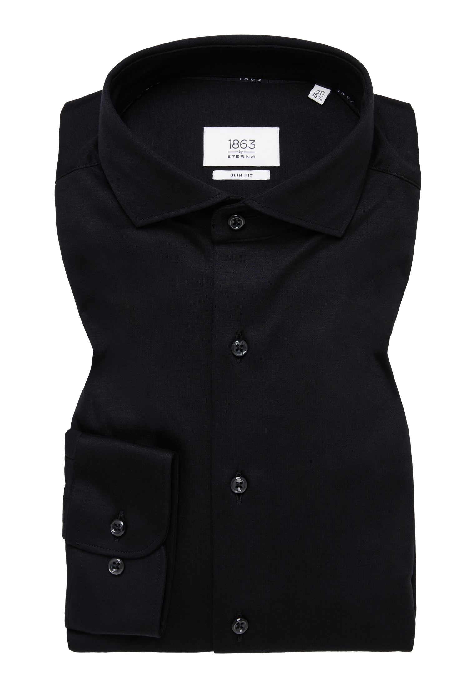 Pánska čierna džerzejová košeľa ETERNA slim fit Veľkosť: 38