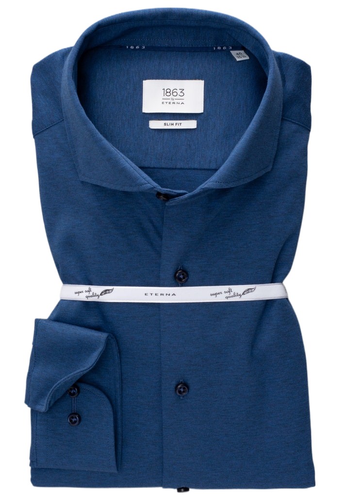 Pánska modrá džerzejová košeľa ETERNA slim fit Veľkosť: 39