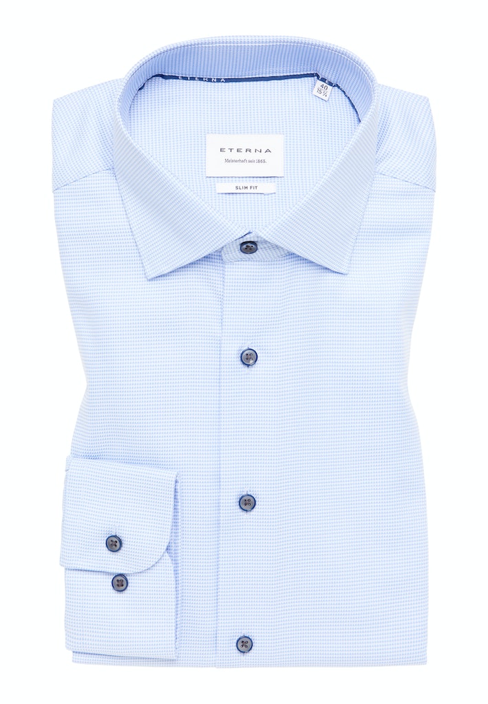 Pánska belasá košeľa so štruktúrou ETERNA slim fit Veľkosť: 42