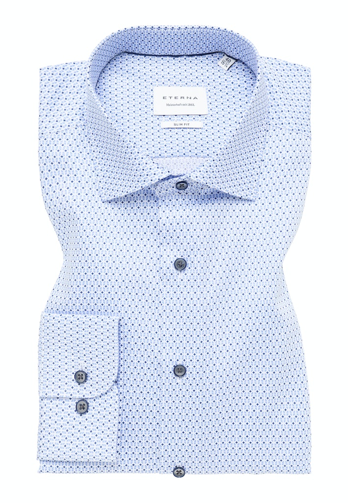 Pánska modrá vzorovaná košeľa ETERNA slim fit Veľkosť: 39