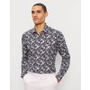 Pánska modrá kvietkovaná košeľa OLYMP body fit (Veľkosť 38 (S))