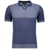 Pánska modrá bi-colour pletená bavlnená polokošeľa RAGMAN (Veľkosť 3XL)