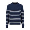 Pánsky modrý bavlnený pulóver s prúžkom FYNCH-HATTON (Veľkosť L)