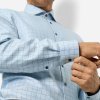 Pánska luxusná svetlomodrá károvaná košeľa OLYMP body fit (Veľkosť 40 (M))