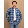 Pánska modrá károvaná košeľa FYNCH-HATTON (Veľkosť L)