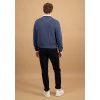 Pánsky modrý bavlnený 3 Ply Cotton pulóver FYNCH-HATTON (Veľkosť L)