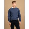 Pánsky modrý bavlnený 3 Ply Cotton pulóver FYNCH-HATTON (Veľkosť L)