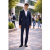 Pánsky tmavomodrý bi-stretch oblek CELIO slim fit