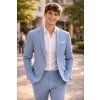 Pánsky svetlomodrý bi-stretch oblek CELIO slim fit