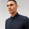 Pánska tmavomodrá elastická Flex jersey košeľa OLYMP body fit (Veľkosť 38 (S))