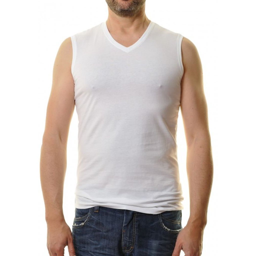 Pánske biele tielko pod košeľu s "V" výstrihom RAGMAN Body Fit (2ks)