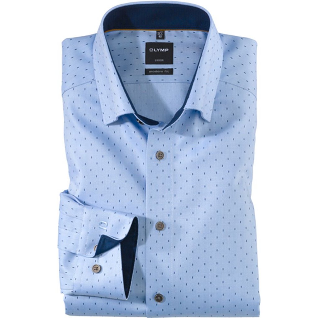 Luxusná modrá pánska košeľa Olymp s dlhým rukávom - FAMON